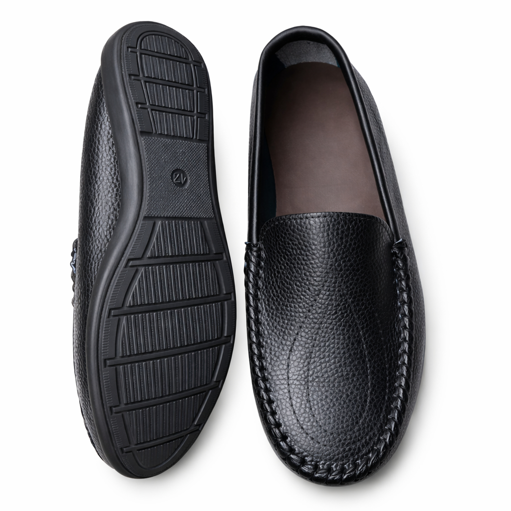 Quality Men Black Slip On Leather Loafers